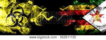 Quarantine In Zimbabwe, Zimbabwean. Coronavirus Covid-19 Lockdown. Smoky Mystic Flag Of Zimbabwe, Zi