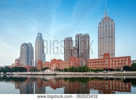 Various Style Buildings Along The Haihe River , Tianjin , China .