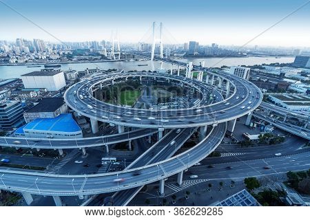Nanpu Bridge, World Famous Landmark, Shanghai, China.