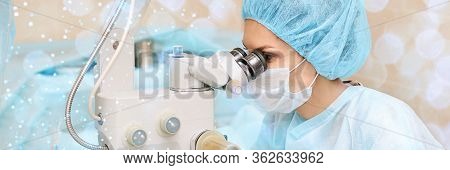 People At Hospital Background. Blue Medical Backdrop. Healthcare Support. Cardiology Sick Patient. O