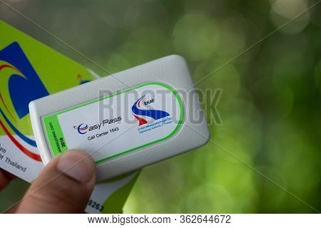 Samut Prakan, Thailand - April 25 2020 : Hand Holding Of New Card For Electronic Toll Collection (et