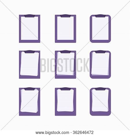 Folder With Blank White Sheet Of Paper Mockup. Holder. Tablet For Documents. Flat Design. Vector Ill