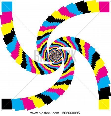 Abstract Arabesque Multiple Perspective Spyral Color Swatches Cmyk On Transparent Background