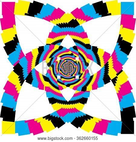 Abstract Arabesque Multiple Perspective Spyral Color Swatches Cmyk On Transparent Background