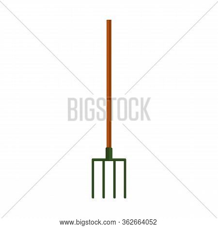 Vector silhouette of a pitchfork for a garden on a white background. For cleaning the territory and digging out plants and vegetables. Flat design objects without fill. Vector and stock illustration.