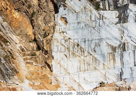 Closeup Of One Of The Famous Quarries Of White Carrara Marble In The Apuan Alps (alpi Apuane), Tusca