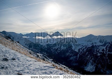 Views From The Top Of Kasprowy Wierch On A Winter Sunny Day With Snow