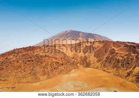 Mars The Red Planets Desert Landscape. Teide National Park. Beautiful View Of The Teide Volcano. Des