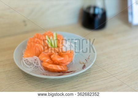 Japanese Foods Sashimi (raw Sliced Fish, Japan Of Raw Fresh Fish Fillet (sashimi).  Assorted Japanes