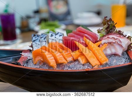 Japanese Foods Sashimi (raw Sliced Fish, Japan Of Raw Fresh Fish Fillet (sashimi)  , Assorted Japane