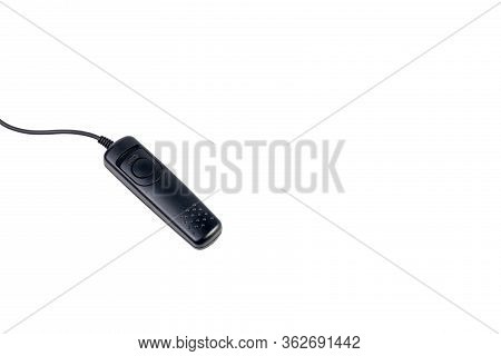 Camera Cable Remote Switch Control Isolated On White Background. Remote Control Shutter Switch Of Ds
