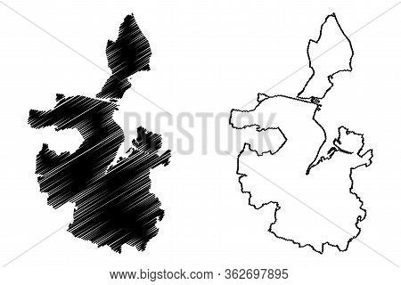 Kiel City (federal Republic Of Germany, Schleswig-holstein) Map Vector Illustration, Scribble Sketch
