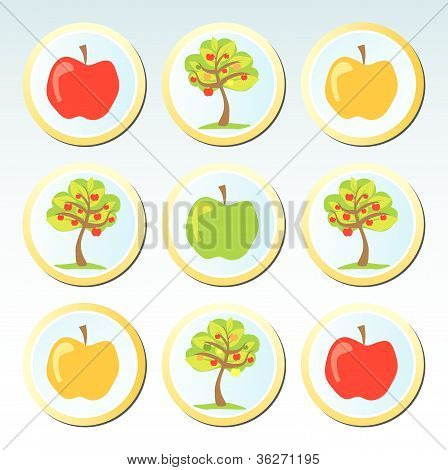 Farverige knapper med apple motiver