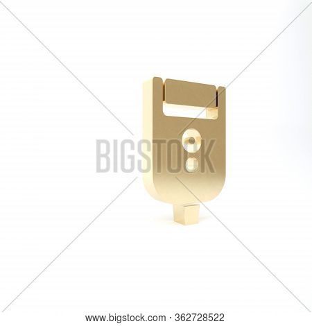 Gold Electric Razor Blade For Men Icon Isolated On White Background. Electric Shaver. 3d Illustratio