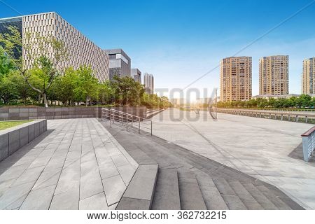 Street Landscape, Squares And Tall Buildings, Ningbo, China.