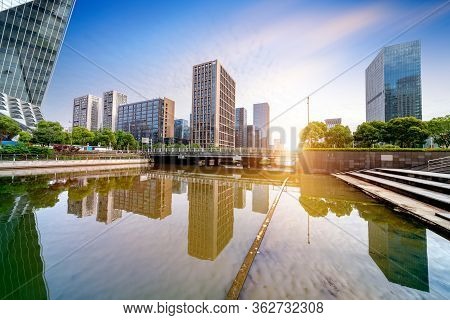 Modern City Buildings And City Skyline In Ningbo, China