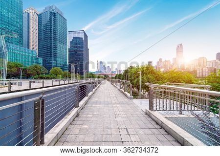 Parks And Dense Modern Buildings, Jiangbei New City, Chongqing, China.