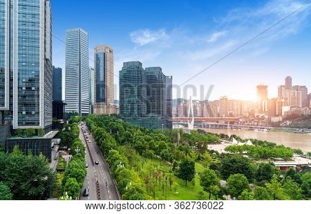 Scene, Panorama, District, Park, Architecture, Asia, Blue, Bridge, Building, Buildings, Business, Ce