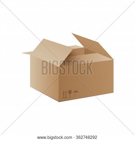 Mockup Of Carton Delivery Packaging Box, Realistic Vector Illustration Isolated.