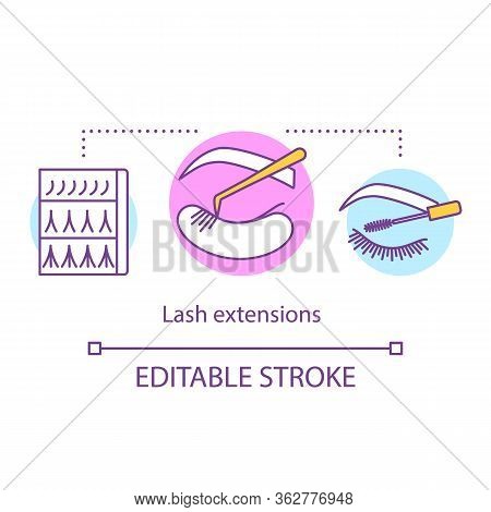 Lash Extensions Concept Icon. Beauty Service Idea Thin Line Illustration. Classic, 2d And 3d Volume.