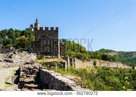 View With The Famous Sightseeing Tsarevets Fortress, Veliko Tarnovo, Bulgaria.