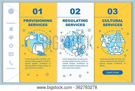 Ecosystem Services Onboarding Mobile Web Pages Vector Template. Provisioning. Responsive Smartphone 