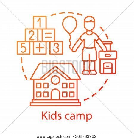 Kids Camp Concept Icon. Summer Children Club, Community Idea Thin Line Illustration. Child Holiday R