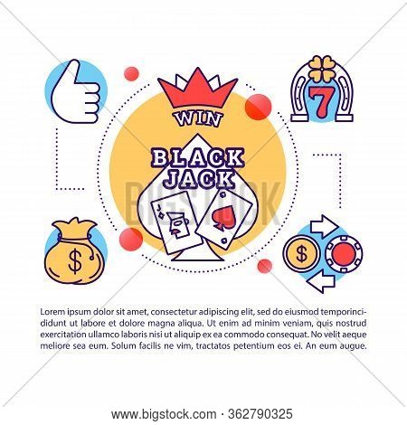 Black Jack Article Page Vector Template. Blackjack. Card Games. Casino Jackpot. Gambling. Brochure, 