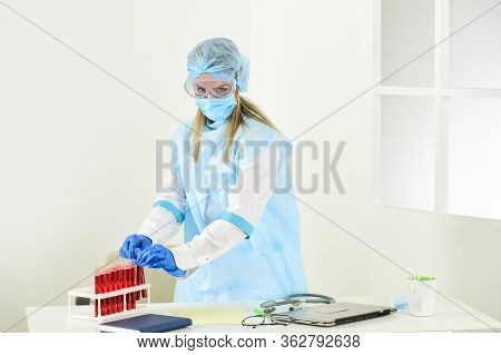 Test Tubes Blood Samples. Laboratory Testing Respiratory Coronavirus Disease. Detection Of Virus. Do