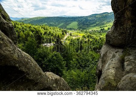 Urich village,  Lviv Region, Ukraine, May 26, 2019, museum Tustan fortress, Truskavets,