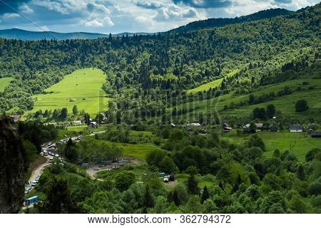 Urich Village,  Lviv Region, Ukraine, May 26, 2019, Museum Tustan Fortress, Truskavets,
