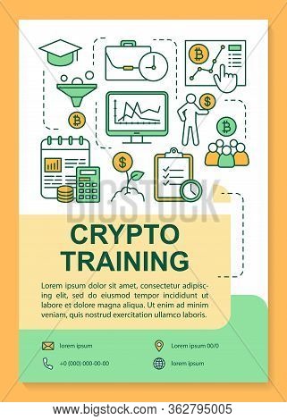 Crypto Training Poster Template Layout. Cryptocurrency Trading Course. Banner, Booklet, Leaflet Prin