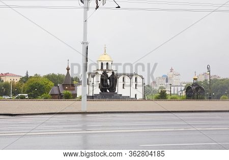 Vitebsk, Belarus - August 11, 2019: The Monument Of Grand Duke Alexandr Nevsky With His Wife Alexand