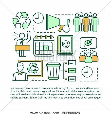 Zero Waste Event Article Page Vector Template. Eco Meeting. Environment Protection Protest. Brochure