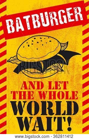 Fake Burger Commercial Yellow Red Poster Sign
