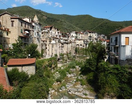 View Of The Rocchetta Nervina Sitano Village Within The Liguria Region - Italy