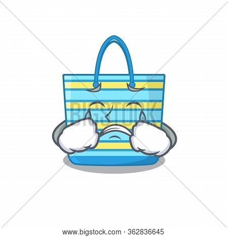 Cartoon Character Design Of Beach Bag With A Crying Face