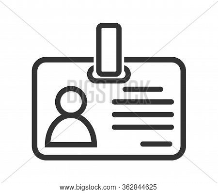 Simple Vector Icon Of A Badge Or Id Card. Simple Stock Design Isolated On A White Background For Web