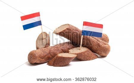 Chopped Up Frikadel, A Dutch Fast Food Snack, Isolated