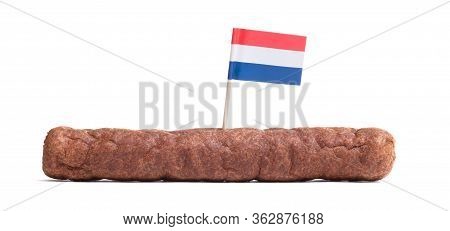 One Frikadel, A Dutch Fast Food Snack, Isolated