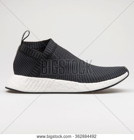 Vienna, Austria - January 12, 2018: Adidas Nmd Cs2 Pk Black And White Sneaker On White Background.