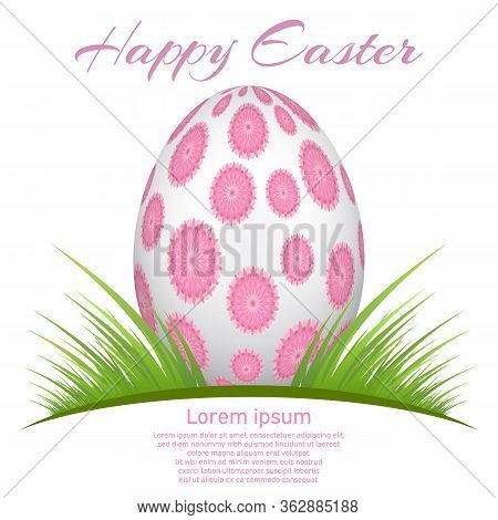 Vector Element For Design. Easter Eggs In Green Grass, Colorful, Isolated On White Background.