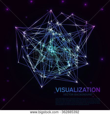 Abstract Background With Dots And Lines. Black. Geometric Technology Vector Background. Digital Data
