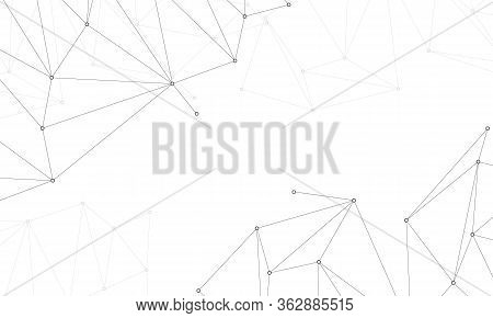 Abstract White Bright Technology Vector Background. Low Poly, Molecule And Communication Background.