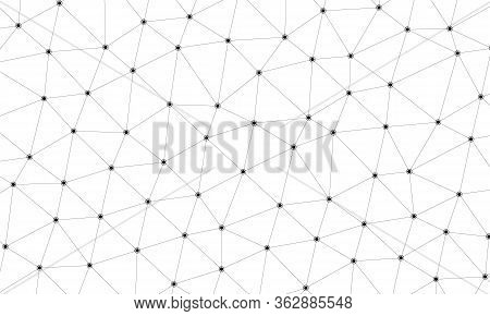 Abstract White Bright Technology Vector Background. Low Poly, Molecule And Communication Background.