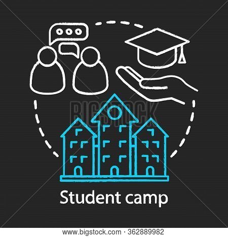 Student Camp Chalk Concept Icon. Summer Educational Club, Community. Sharing Learning Experience. Co