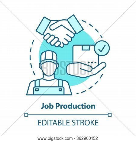 Job Production Blue Concept Icon. Jobbing And One-off Production Idea Thin Line Illustration. Custom