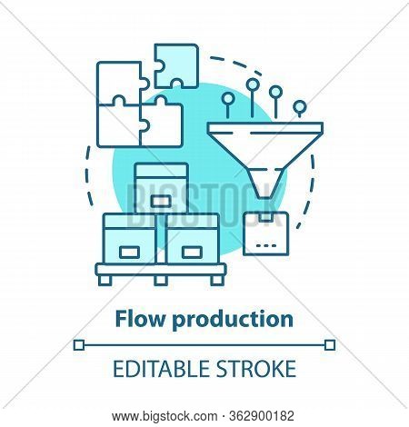 Flow Production Blue Concept Icon. Continuous-flow Manufacturing Idea Thin Line Illustration. Produc