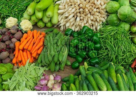 Vegetables For Sale In A Market In Territy Bazar, Kolkata, West Bengal, India.