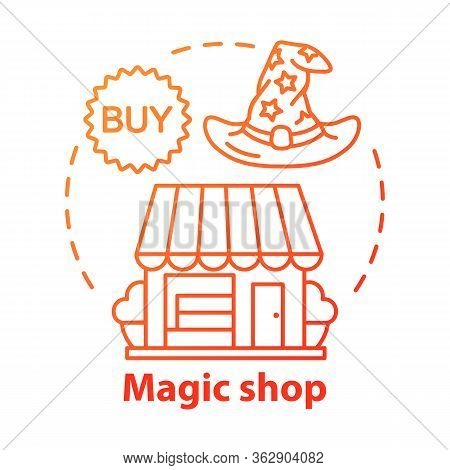 Magic Shop Concept Icon. Witchcraft Accessories Sale Idea Thin Line Illustration. Esoteric Souvenirs